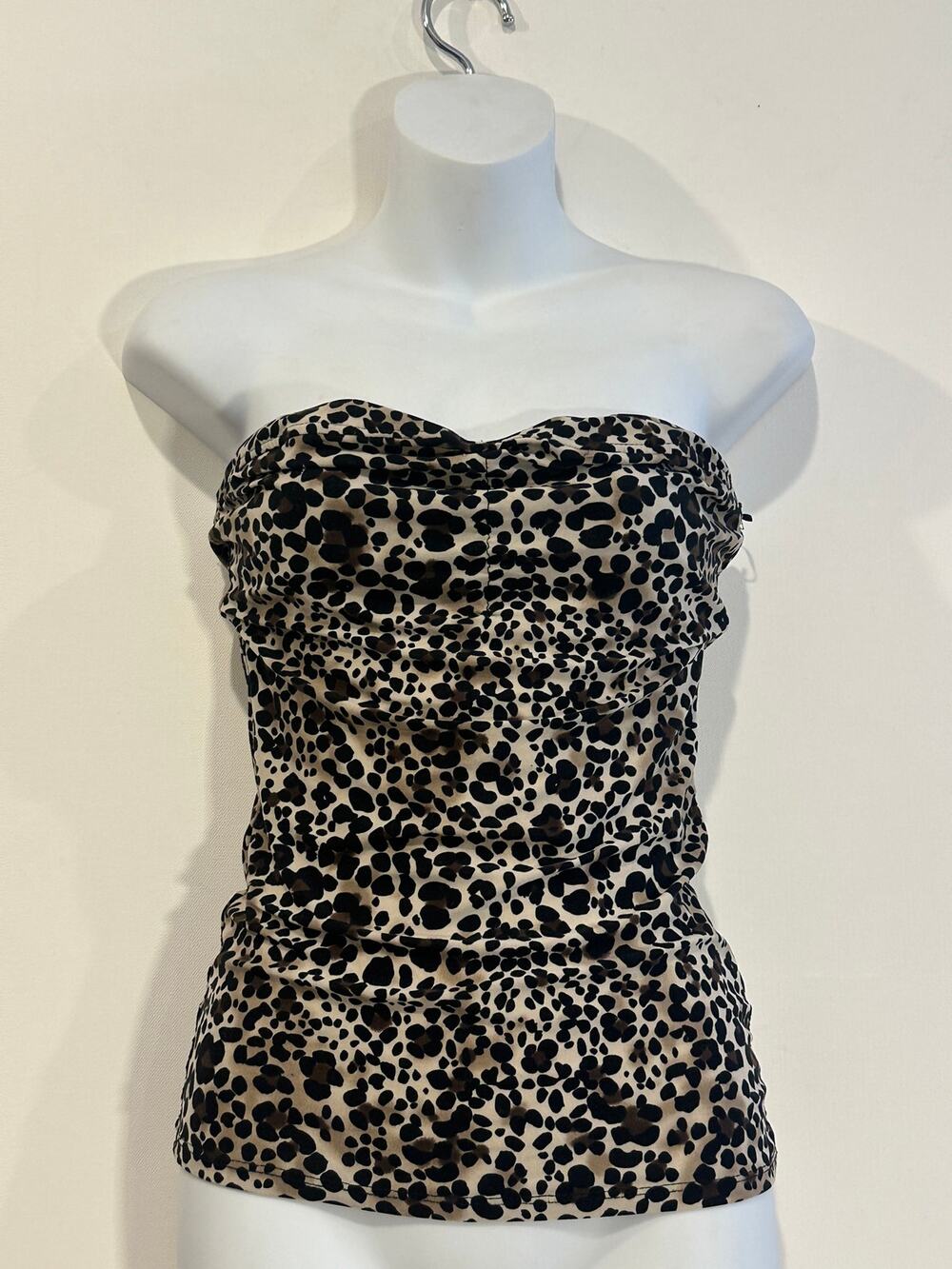 Vintage Women Only Y2K Ruched Leopard Cheetah Animal Print Tube Top Small